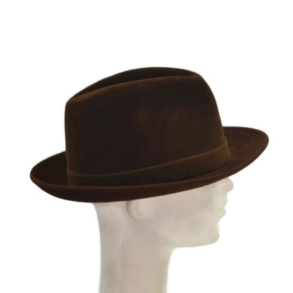 Vintage Peschel Brown Fedora Hat Mens M Wool Felt Made In Czechoslovakia - Picture 2 of 11